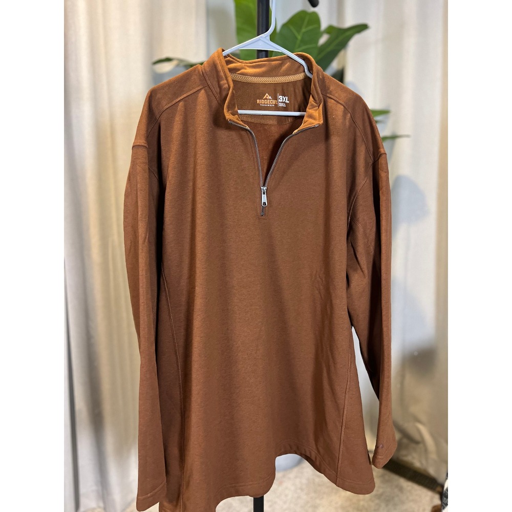 Ridgecut Toughwear Mens 3XL Brown Quarter Zip Pullover Long Sleeve Workwear Top